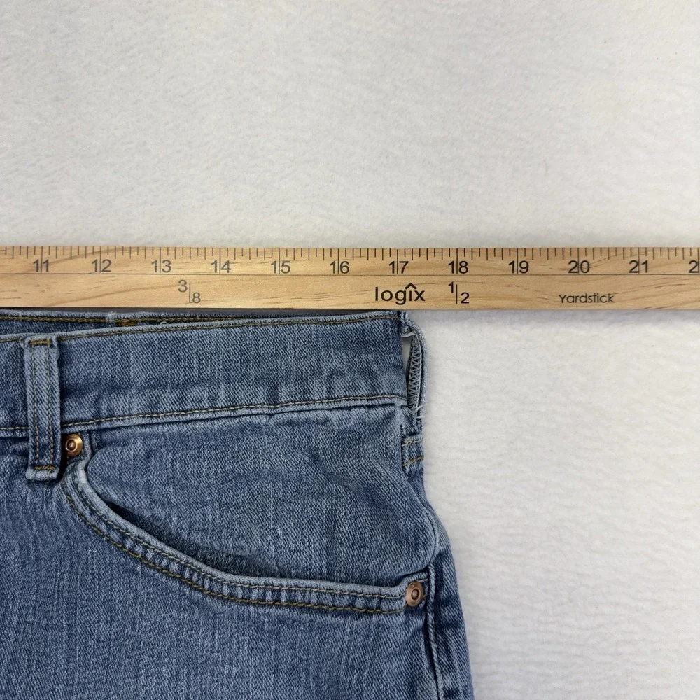 Lee Regular Fit Straight Leg Jeans Men's 36X29 (34x29 fit) Blue Distressed Denim